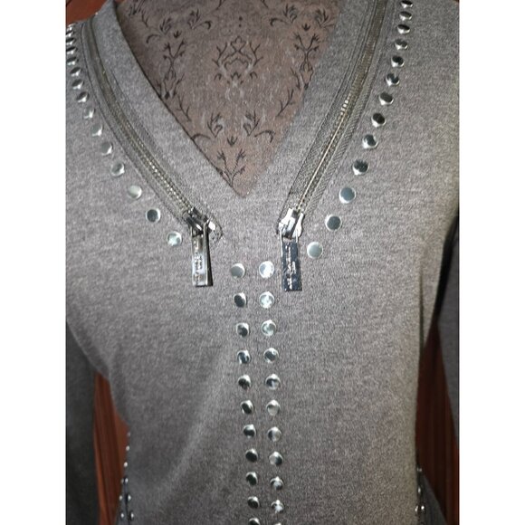 Karl Lagerfeld Paris Studded Gray Dress Size 8 - Picture 2 of 7